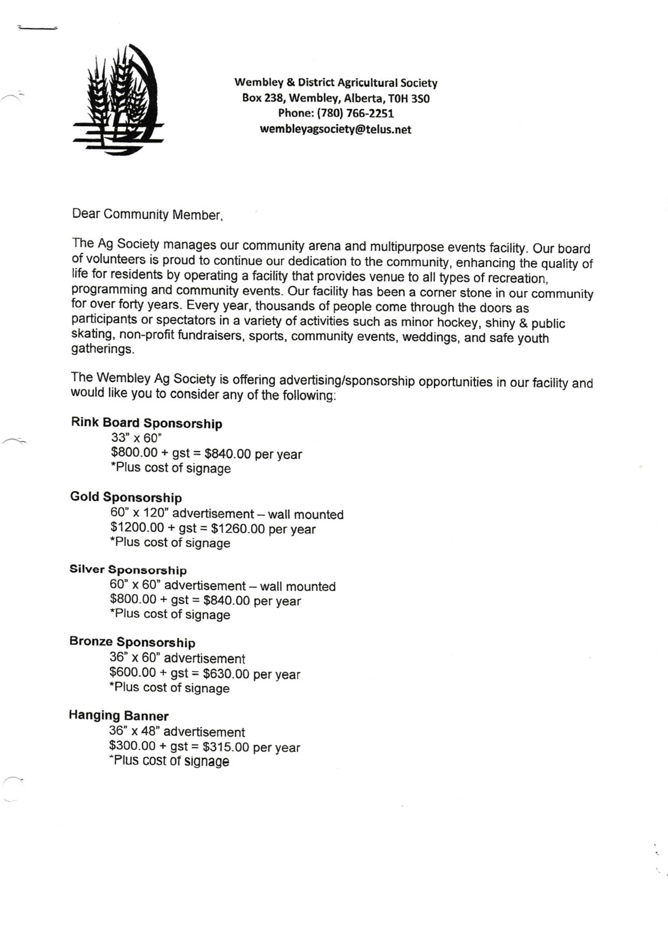 Arena Sponsorship Pricing